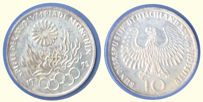 10 DM Gedenkmünze 1972 F Olympisches Feuer ST